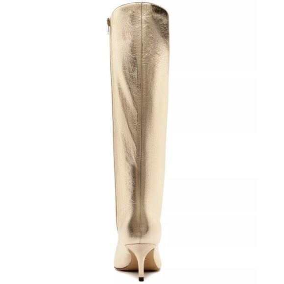 Arezzo Womens Skye Low Stiletto Leather Comfortable Calf Boots Gold Size 6M NIB - Picture 4 of 6